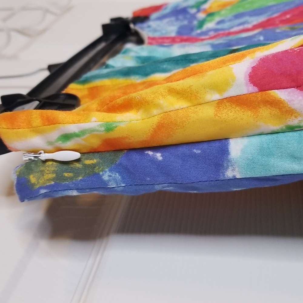 Lauren Ralph Lauren Watercolor Print Skirt Orange Teal Yellow Pleated Waist - Picture 5 of 12